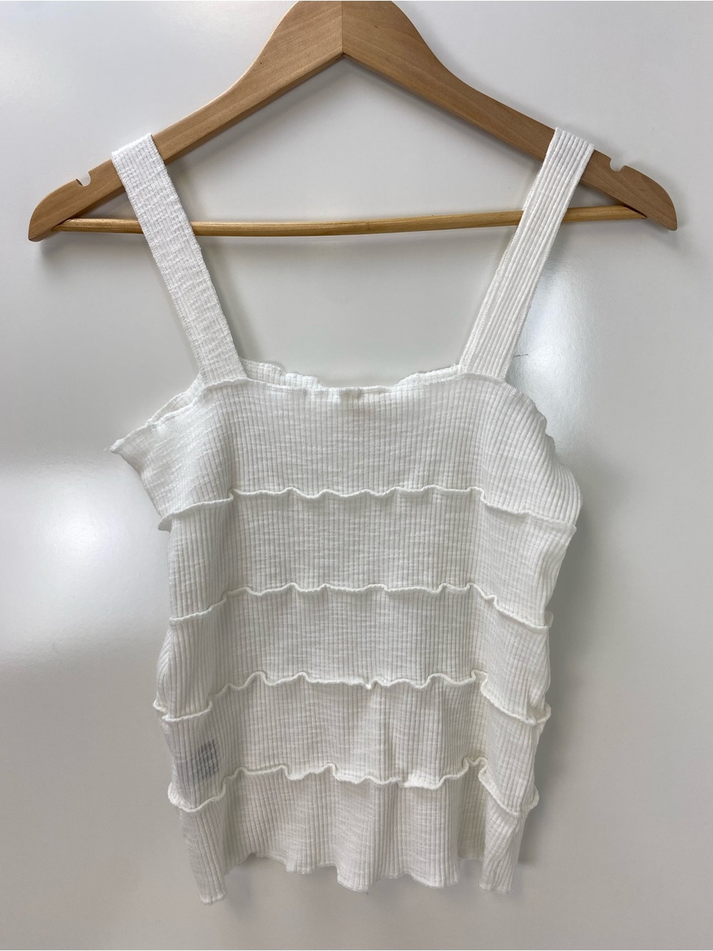 POL White Ruffled Tank with Wide Straps - Picture 3 of 5